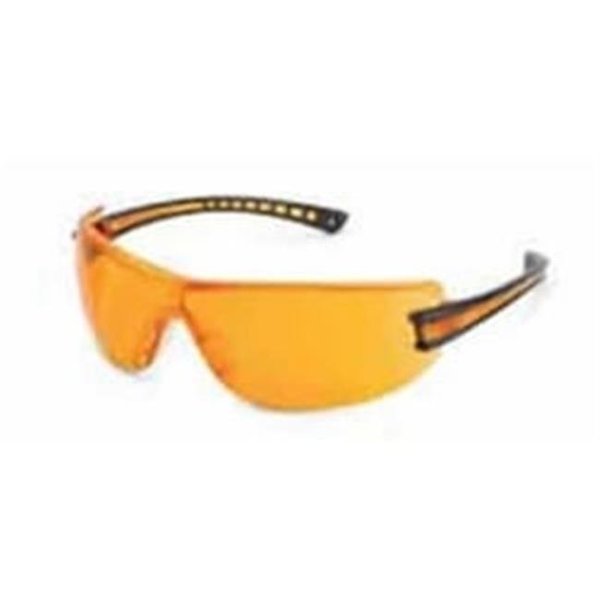 Exotic Luminary Wraparound Orange Anti-Scratch Lens Black Temple Lightweight Safety Glasses EX325179